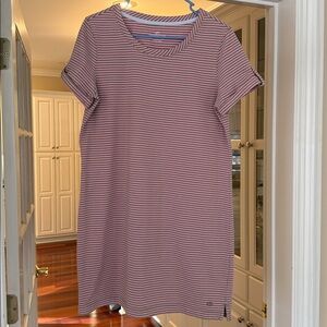 SOUTHERN TIDE Pink Green Striped T-Shirt Dress L Preppy casual Coastal Nautical